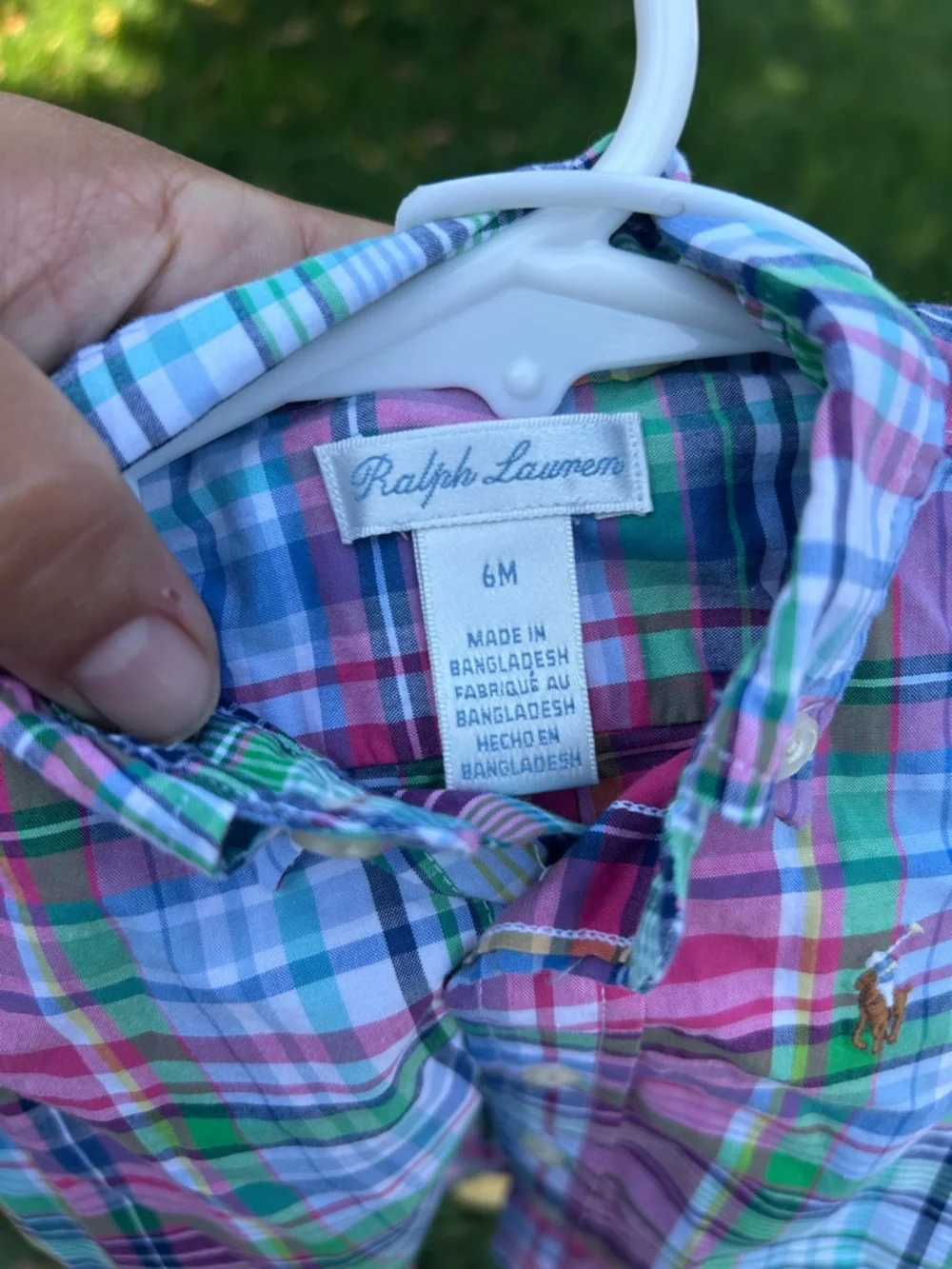 Ralph Lauren Short-Sleeve Plaid Button-Down Shirt in Pink, Green & Blue